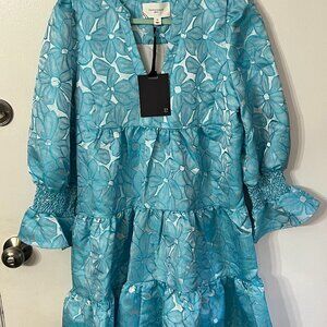 Pomander Place  Blue Daisy Jacquard Kenzo Dress SZ M = 8-10;